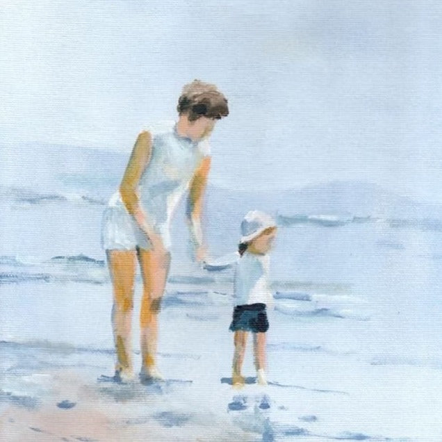 הדפס 30*30 אמא וילד בחוף הים