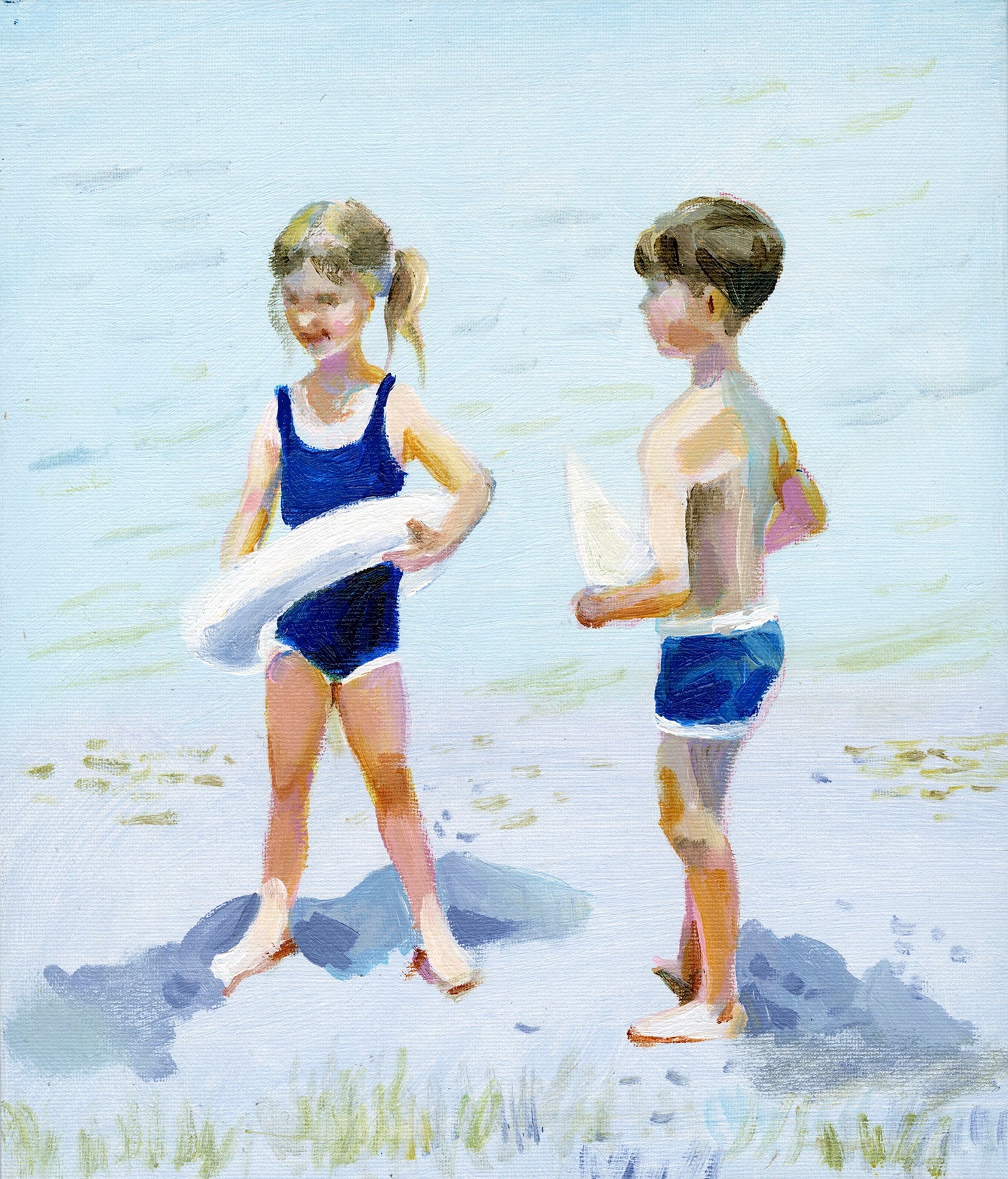 הדפס A3 שני ילדים בחוף