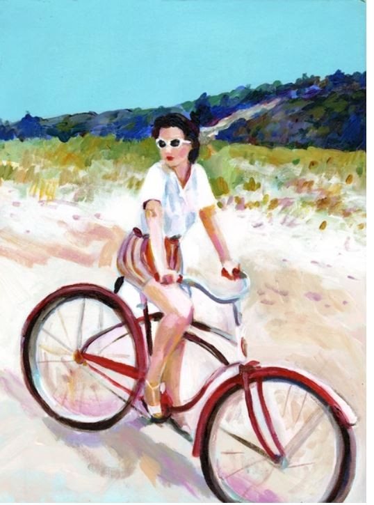 הדפס A3 אישה רוכבת על אופניים